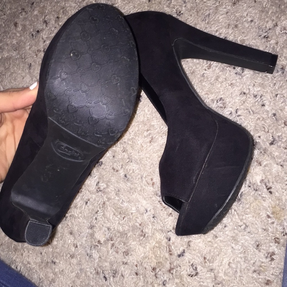 Candies black suede open toe heels - Picture 4 of 5